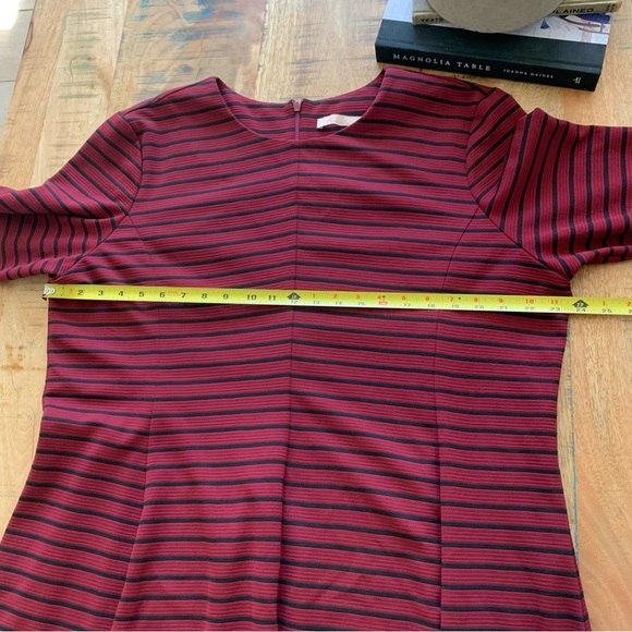 Anthropologie Hutch Maroon and Black Striped Fit and Flare Long Sleeve Dress 2XL - Picture 6 of 14
